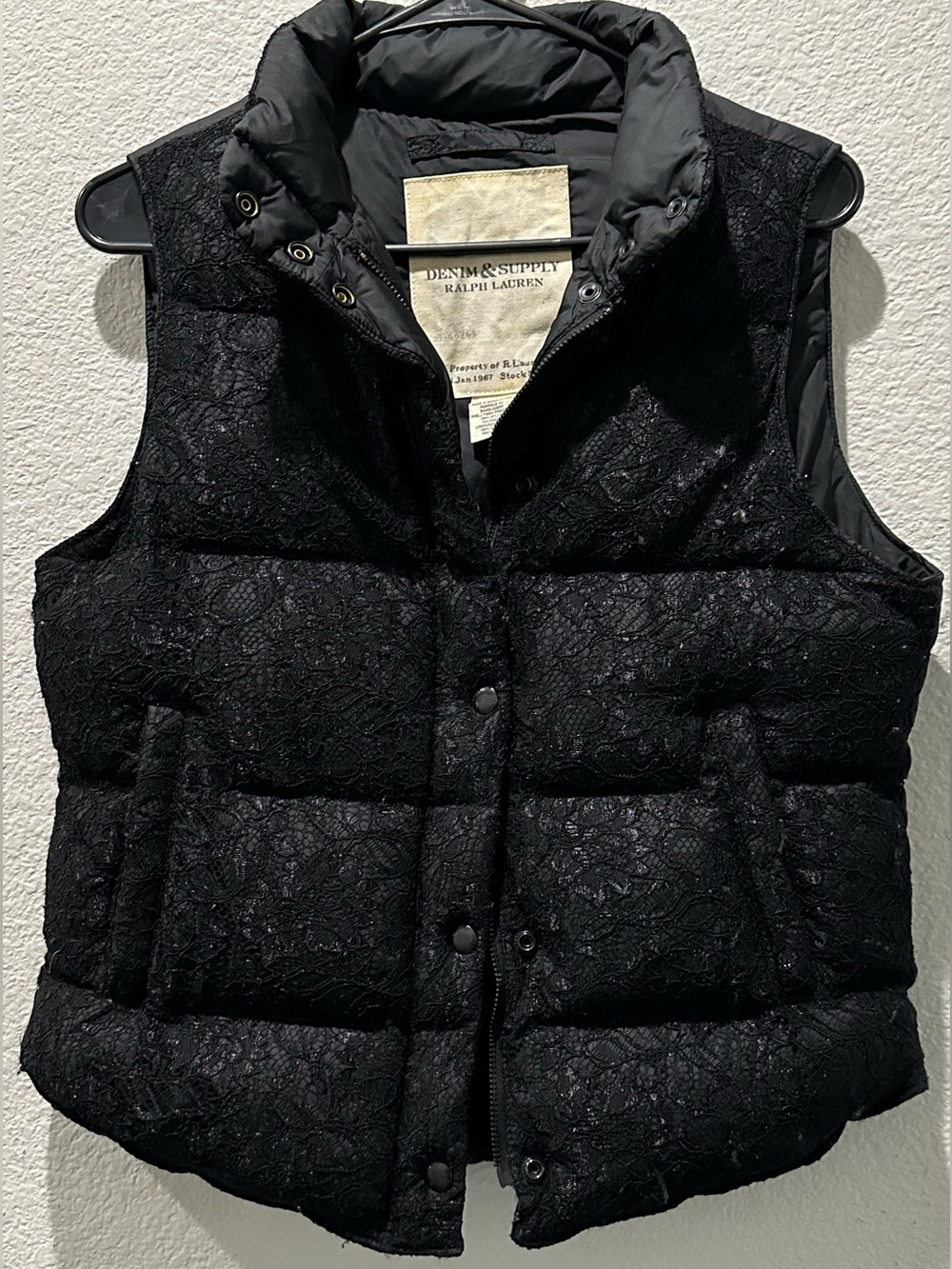 Denim & Supply Ralph Lauren Black Lace Quilted Vest